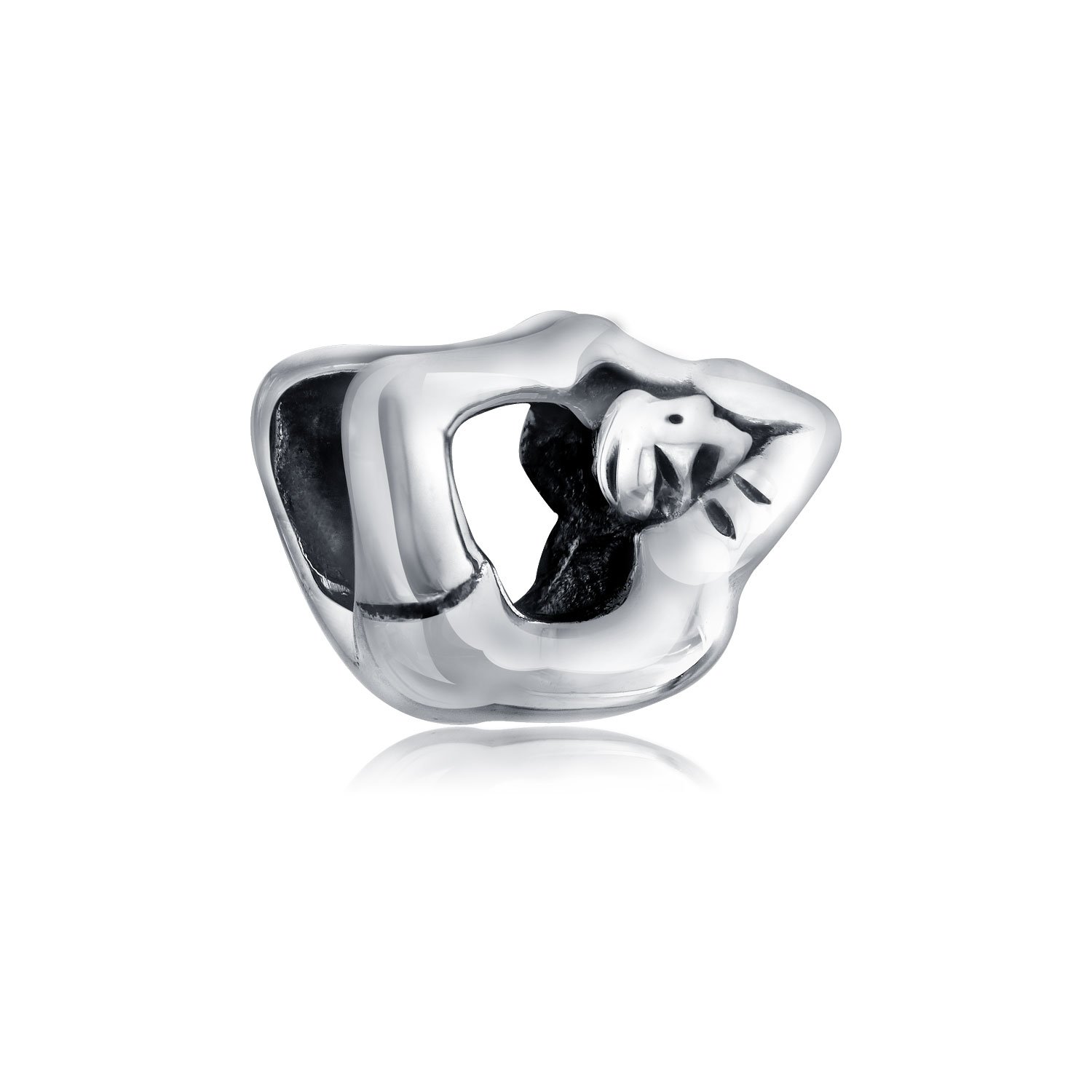 Bling Jewelry Yogi Gymnastics Athletic Yoga Pose Charm Bead For Women Oxidized .925 Sterling Silver Fits European Bracelet