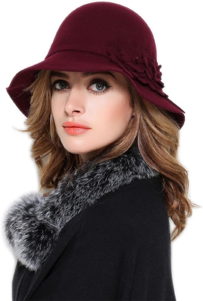 YSJOY Womens Bowknot 100% Wool Fall Winter Derby Hat Doom Cloche Hat