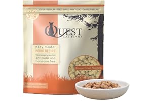 STEVE'S REAL FOOD Quest Cat Food Freeze-Dried Raw Bite-Sized Nuggets - Pork Recipe - Raw Food for Cats - 10 oz