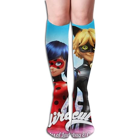 Amazoncom L Ladybug Cat Noir Tale Knee High Stockings