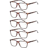 JOSCHOO 5 Pack Reading Glasses Men Women Spring Hinges Comfortable Glasses for Reading (5 Tortoise, 2.0, Medium)