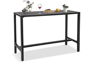 GS CHIER Outdoor Bar Table, 55" Black Patio Counter Height Bar Table, Outdoor Console Table with Weather Resistant Waterproof Top for Hot Tub, Balcony, Garden, Yard, Poolside,Black (Black, 55")