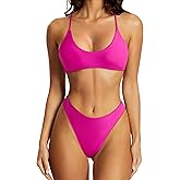SUUKSESS Women High Waisted Thong Bikini Set Reversible String 2 Piece Swimsuit