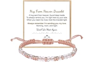 PENGION Hug from Heaven Morse Code Bracelet - Until We Meet Again, Black Hematite Beads for Men and Women