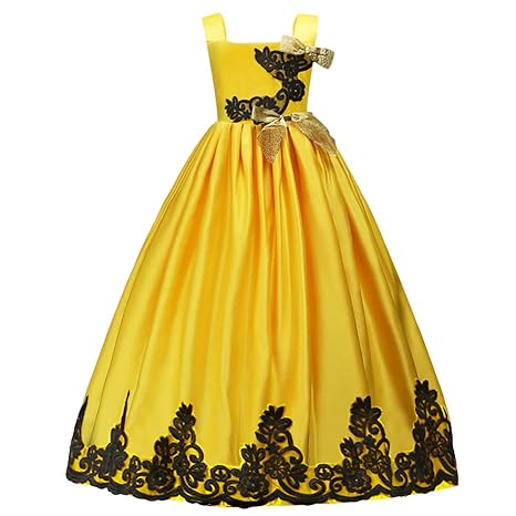 HUANQIUE Mädchen Kleider Prinzessin Hochzeit Abendkleid Lange Röcke