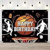 AIBIIN Basketball Themed Birthday Backdrop It's Game Time Basketball Party Decorations Boys Happy Birthday Party Banner Sports Theme Party Supplies 7x5ft