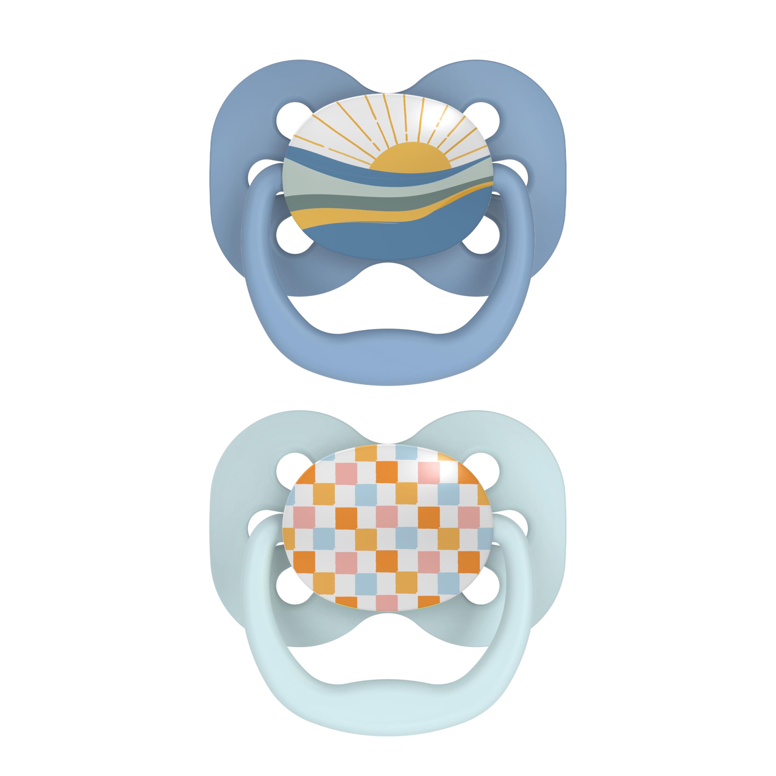 Photo 1 of Dr. Brown's Advantage Baby Pacifier, Fully Symmetrical Soother with Soft Silicone Bulb, Blue Sunrise, 0-6m, BPA Free, 2 Pack