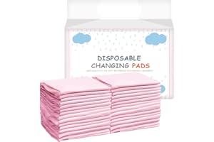 SUNDEE Baby Disposable Changing Pad, 25 Pack Soft Non-Woven Fabric Breathable Waterproof Underpads, Portable Leak-Proof Mattress Protector, Incontinence Bed Pads （Big Pink）