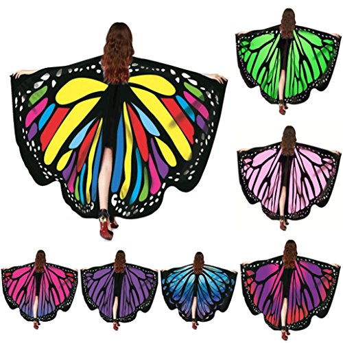 Monarch Butterfly Wings,Kemilove Prop Soft Fabric Butterfly Wings Shawl Fairy Ladies Nymph Pixie Costume Accessory (Women,168135CM, B - Red)
