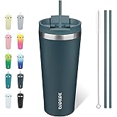 BJPKPK 22oz Stainless Steel Insulated Tumbler With lid And Straw Travel Coffee Thermal Tumblers Cup For Women And Men,Navy Blue