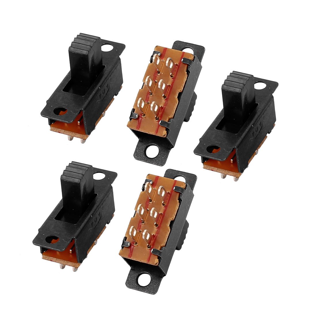sourcing map 5pcs DPDT 2 Position 6 Terminals Panel Mount Horizontal Slide Switch