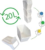 Prosperplast Set of 3 Recycling Bins 60 L Total 3 x 20 L White Stackable view 9