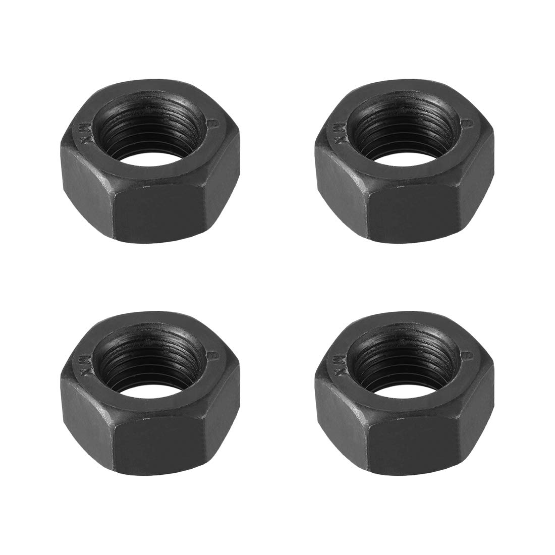 uxcell M22 Metric Carbon Steel Grade 8.8 Hexagon Hex Nut Black 4pcs