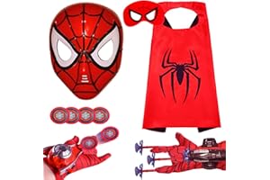 Aueat kids Superhero Toys Glow Mask and capes and gloves shooter for Birthday halloween Christmas party easter gifts basket