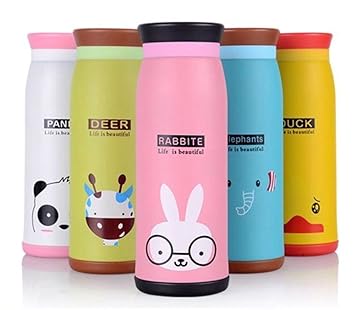 Thermosflasche Vakuum Kinder Baby Isolierflasche Warmhaltetasche Edelstahl 350ml 500ml Reise Mug Becher Tiermotiv (500ml, Hase)