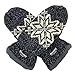 BRUCERIVER Women Snowflake Knit Mittens with Warm Thinsulate Fleece Lining Size L (Black)