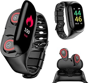 Wireless Bluetooth Earbuds Smartwatch Bracelet 2 in 1 Fitness Tracker Band Smart Bracelet (Black)