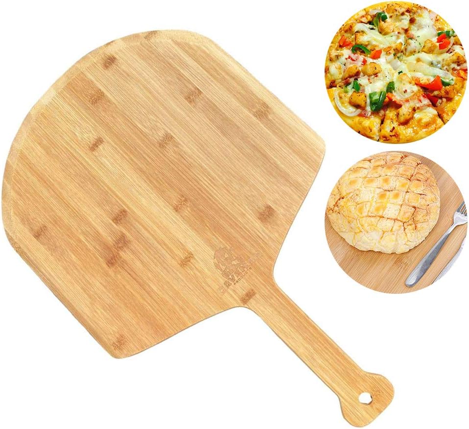 BSTCAR Wooden Pizza Peel, Pizza Paddle Pizza Cutting Board with Handle
