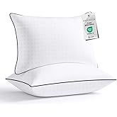 JOLLYVOGUE King Size Pillows Set of 2, Hotel Collection Bed Pillows for Side, Back, and Stomach Sleepers, Fluffy and Supportive, Down Alternative Microfiber Filled Pillows, 2 Pack