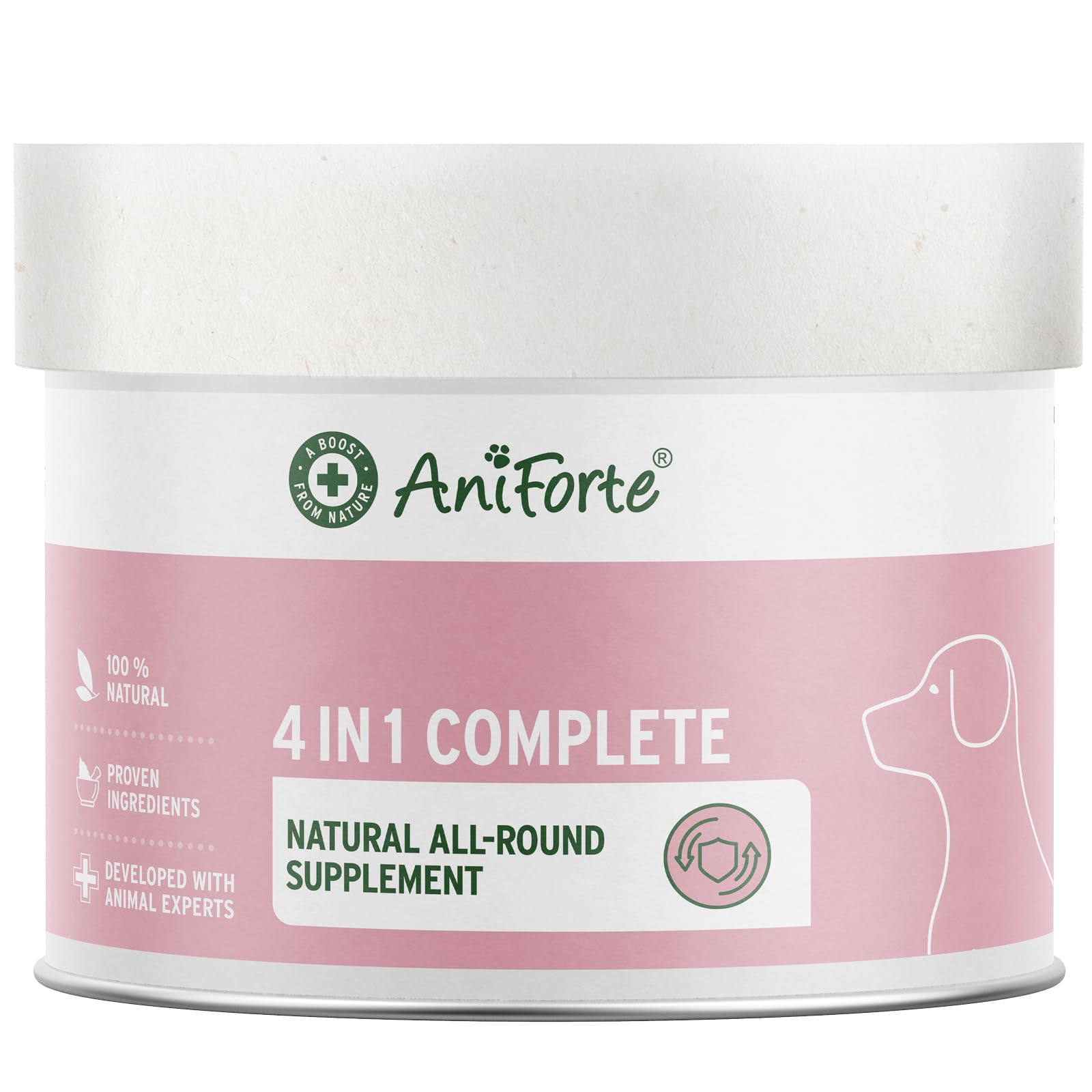 AniForte 4in1 Complete for Dogs 250g - Natural Health Supplement, Supports Joint Care, Digestion, Coat & Skin, With Green-Lipped Mussel & Rosehip, Rich in Vitamins & Minerals
