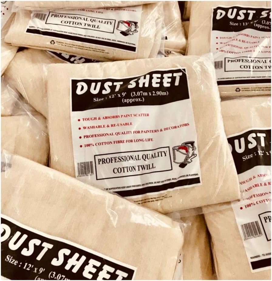 1 x Extra Large 100% Cotton Twill Dust Sheet, 12ft x 9ft, Paint Cover for Painting Furniture, Decorators - Image 4