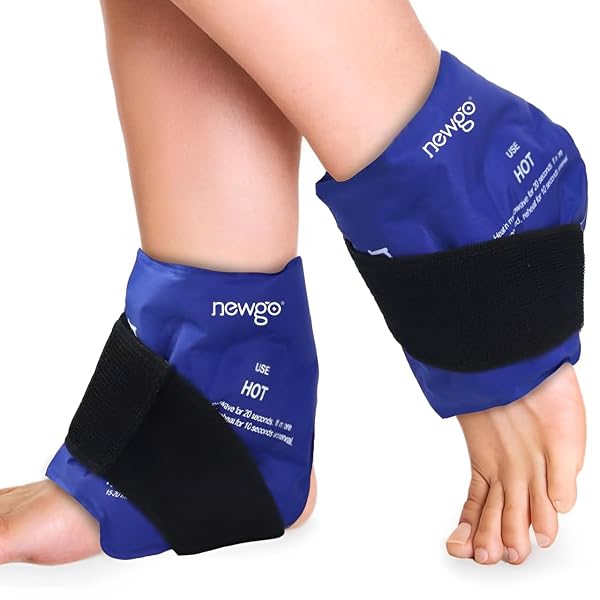 NEWGO ANKLE ICE PACK WRAP FOR SWELLING, ICE PACK FOR ANKLE INJUIRES REUSABLE HOT COLD THERAPY GEL COLD PACK FOR SPRAINED ANKLES, ACHILLES TENDONITIS – 2PACK