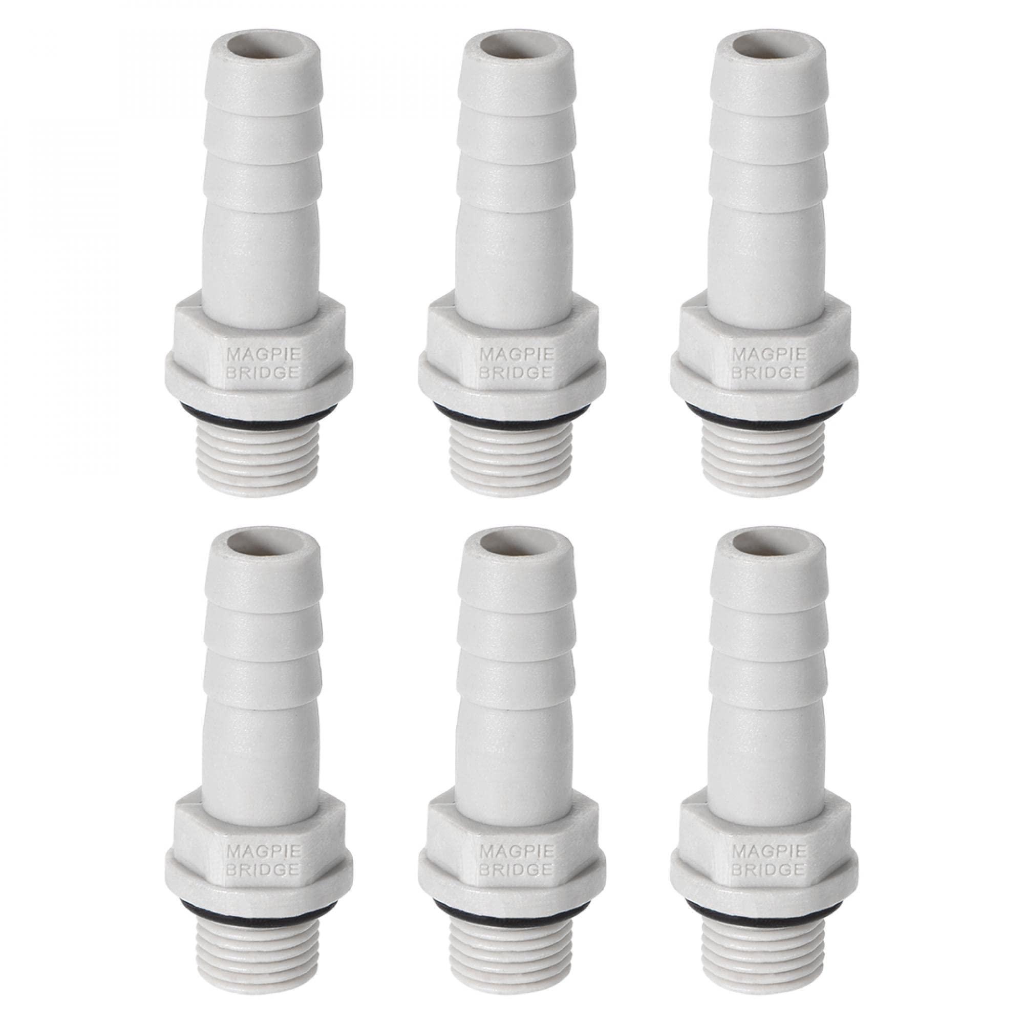 sourcing map PVC Barb Hose Fitting Connector Adapter 8mm or 5/16" Barbed x 1/8" G Male Pipe 6pcs
