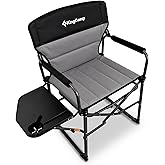 KingCamp Oversized Camping Directors Chair for Big and Tall, Heavy Duty 440lbs Folding Chairs with Side Table, Portable Padde