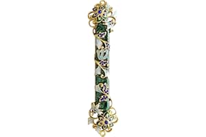 Pasiir Hand Painted Mezuzah, Exquisite Enamel Mezuzah with Blue Crystal Accent