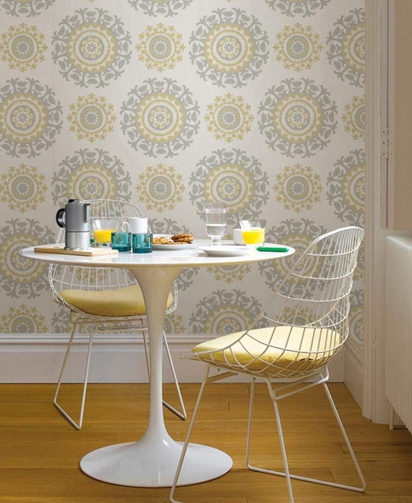 NuWallpaper Grey and Yellow Suzani Peel and Stick Wallpaper, 15.2 x 457.2 cm - Image 3