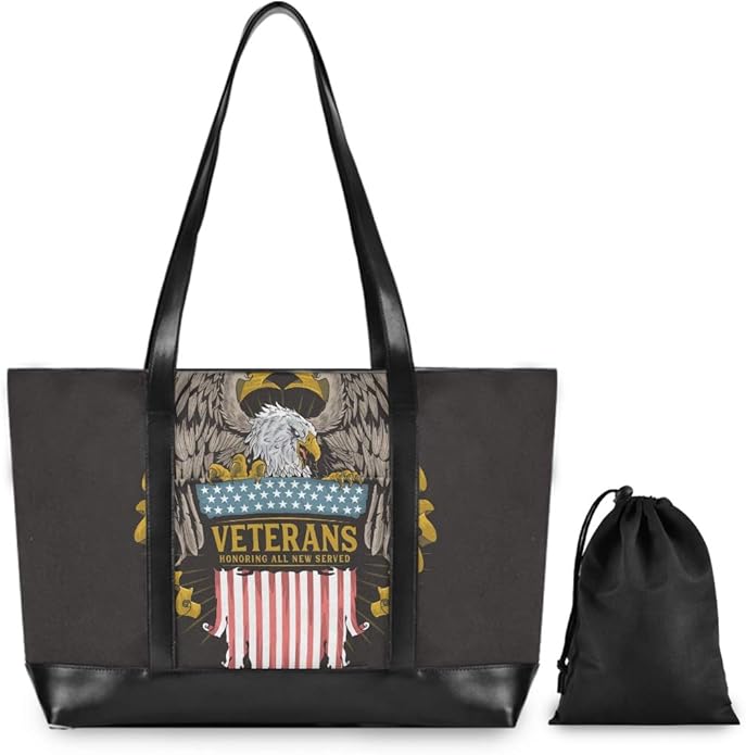 Laptop Tote BagHawk Veterans Day American Flag Women Business Handbag Computer Shoulder Work