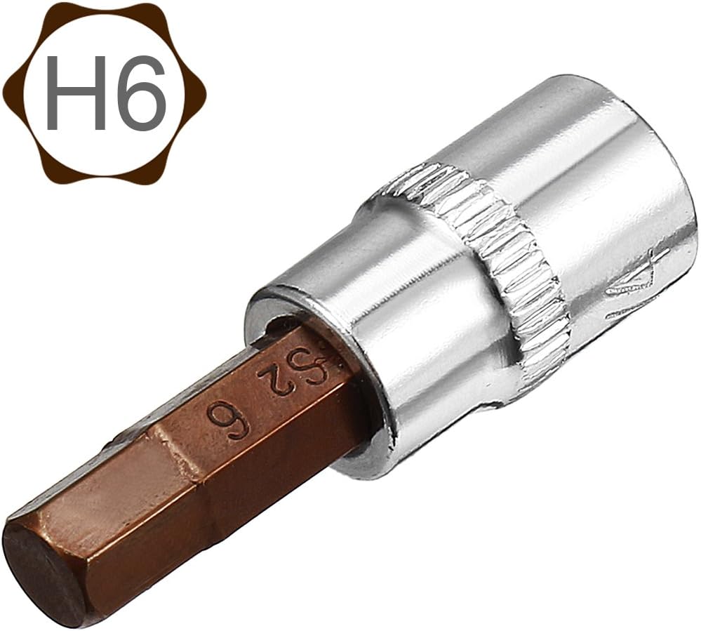 Sourcingmap 2pcs 1/4" Drive x H6 (6mm) Hex Bit Socket, S2 Steel Bits CR-V Sockets 1.5" Length Use with Ratchet Wrench - Image 3