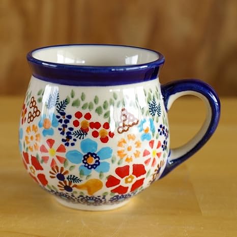 Amazon Co Jp ポーリッシュポタリー ポーランド食器 ボレスワヴィエツ 陶器 Boleslawiec マグ マグカップ S 0ml コーヒーカップ ティーカップ 華やかな花柄 K67 Iz16 ホーム キッチン