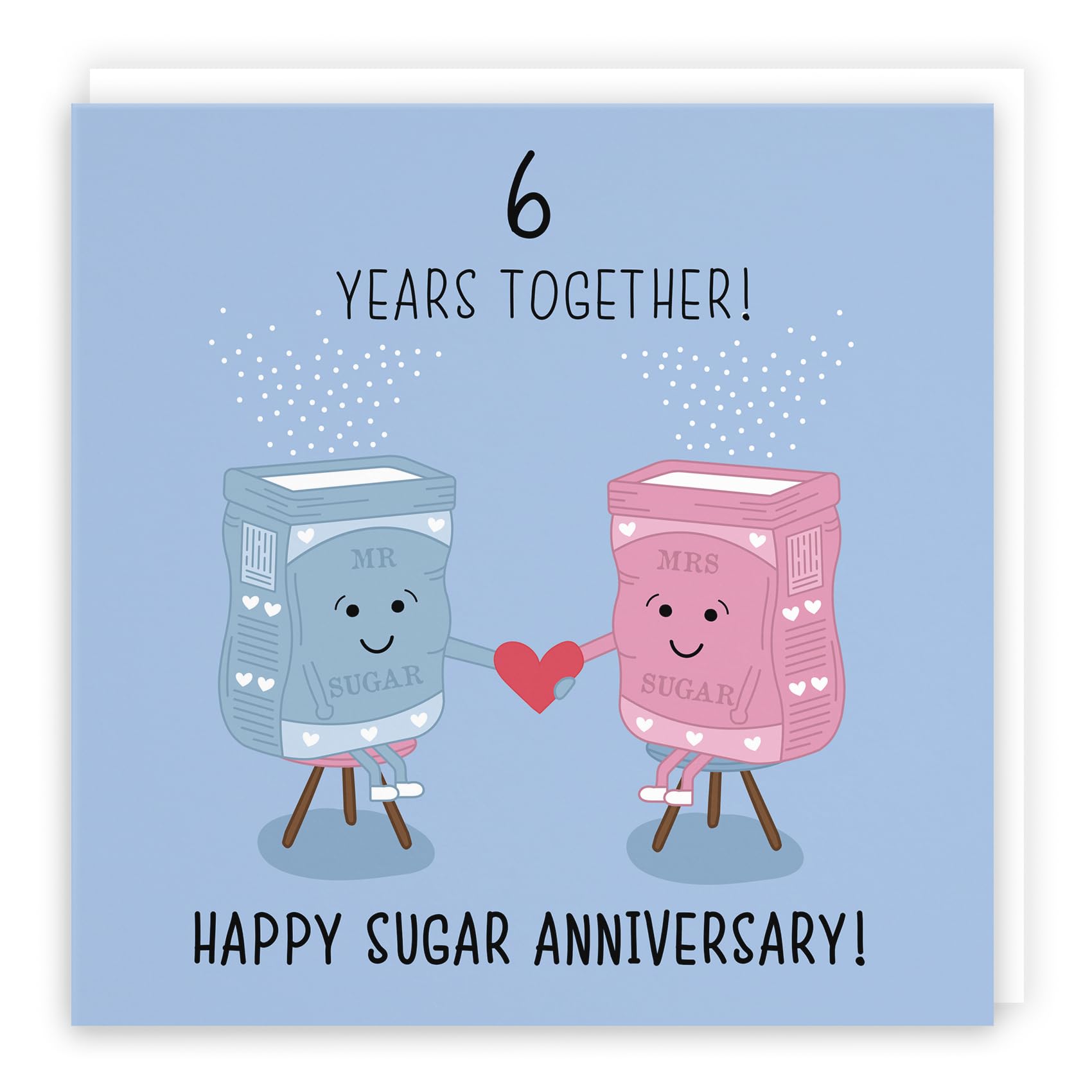 Hunts England - Large 6th Wedding Anniversary Card - Large Size - Sugar Anniversary - Iconic Collection - Large - 210 x 210 mm - 6 Years Cute Anniversary Card For Him, Her, Couples, etc.