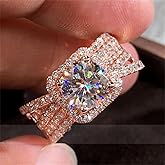 925 Sterling Silver Shiny Full Diamond Gemstone Ring Cubic Zirconia Rings CZ Diamond Multi Row Ring Eternity Engagement Wedding Band Ring for Women (US Code 9)