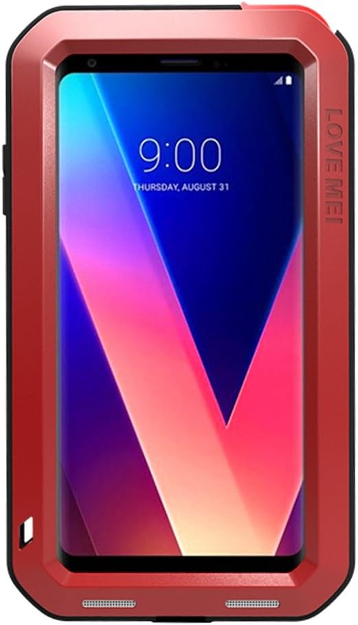 HICASER LG V30 Waterproof Case, Shockproof Snowproof Dustproof Durable Aluminum Metal Gorilla Heavy Duty Full-body Protection Case Cover for LG V30 Red