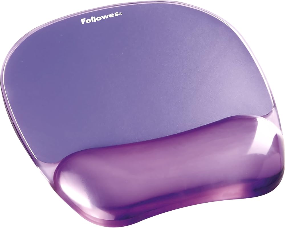 Fellowes Crystals Gel Mouse Mat Wrist Support Purple - Non Slip Base