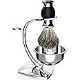GRUTTI Shaving Set, Shaving Stand & Soap Bowl &Brush, Deluxe Safety Mens Razor Holder with Non Slip Base Shaving Kit for Men Boyfriend Husband Dad Birthday Fathers Day Gift