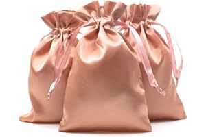 Knitial 3" x 4" Rose Gold Satin Gift Bags, Jewelry Bags, Wedding Favor Drawstring Bags Baby Shower Christmas Gift Bags 50 per Pack