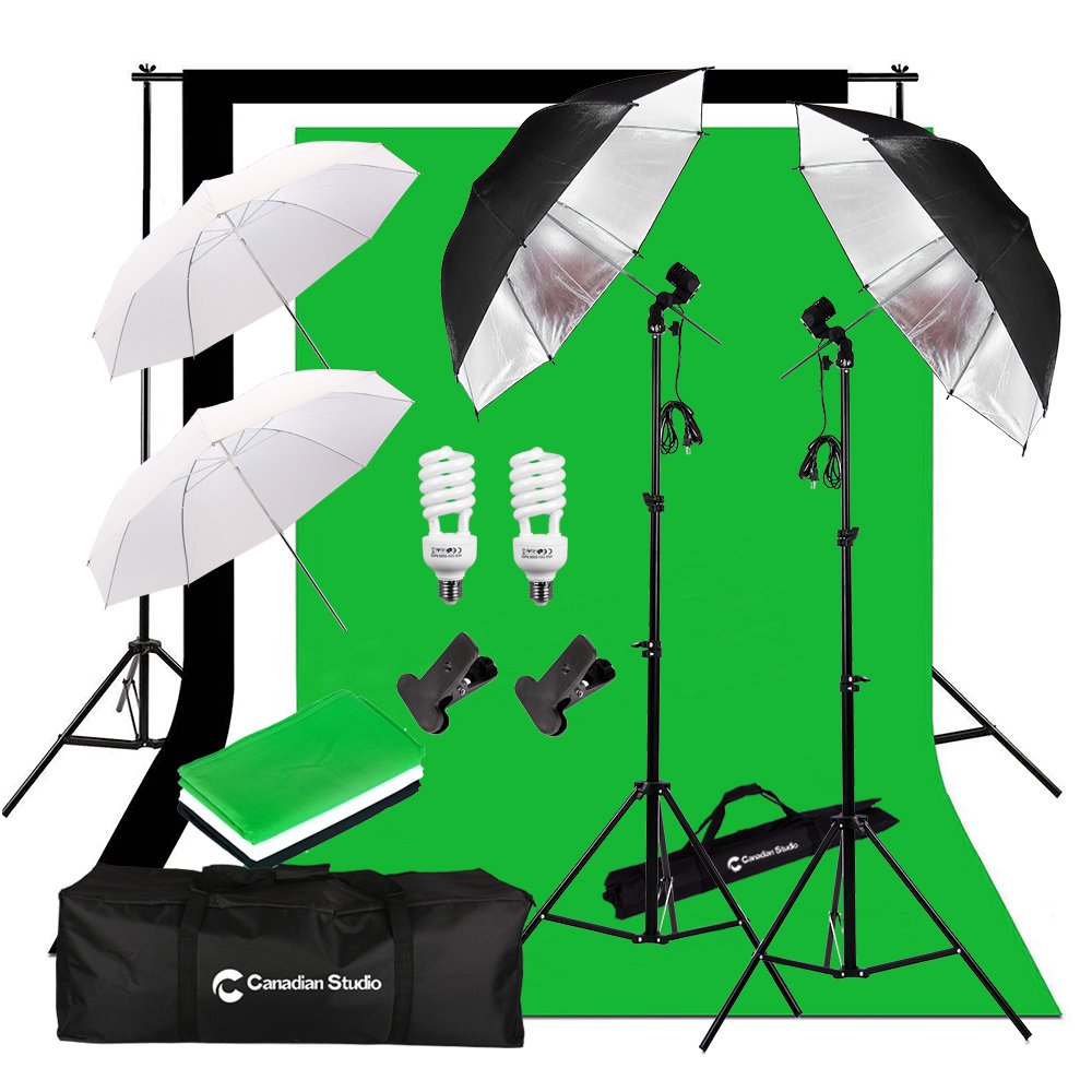 CanadianStudio Photo Studio Continuous Umbrella Lighting kit Black