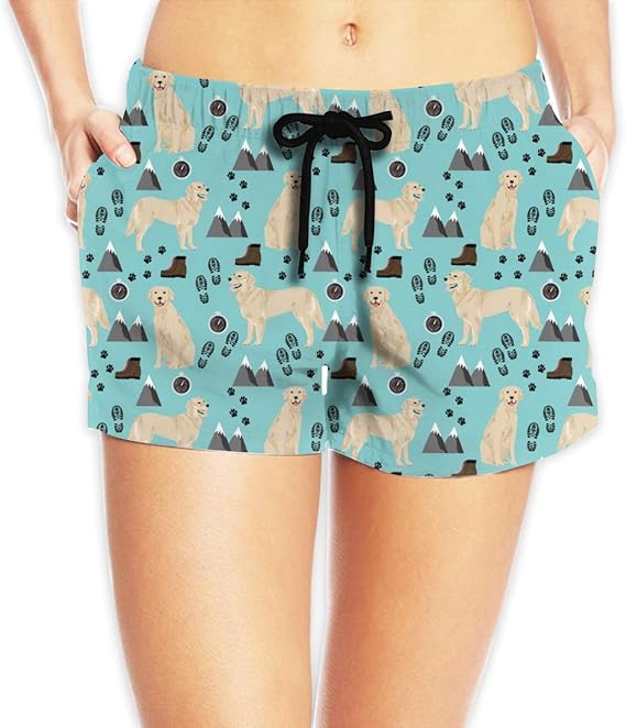Amazon ゴールデンレトリーバー犬の生地ハイキングや犬design 456 ショートパンツ レディース おしゃれ フィットネスパンツ スポーツ 短パン ビーチパンツ ランニング 水着 サーフパンツ ビキニ セパレーツ 通販