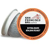 SF Bay Coffee OneCUP Extra Dark Italian Roast 80 Ct Extra Dark Roast Compostable Coffee Pods, K Cup Compatible including Keur