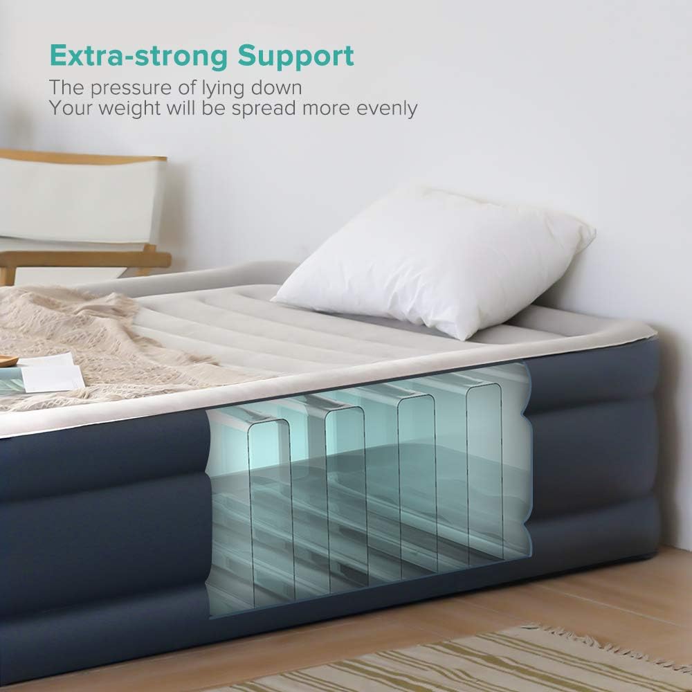 Air Mattress Full Size XL with Built-in Electric Pump, [2020 Upgraded] Inflatable Bed Blow-up Airbed with Storage Bag, Height 18'': Kitchen & Dining