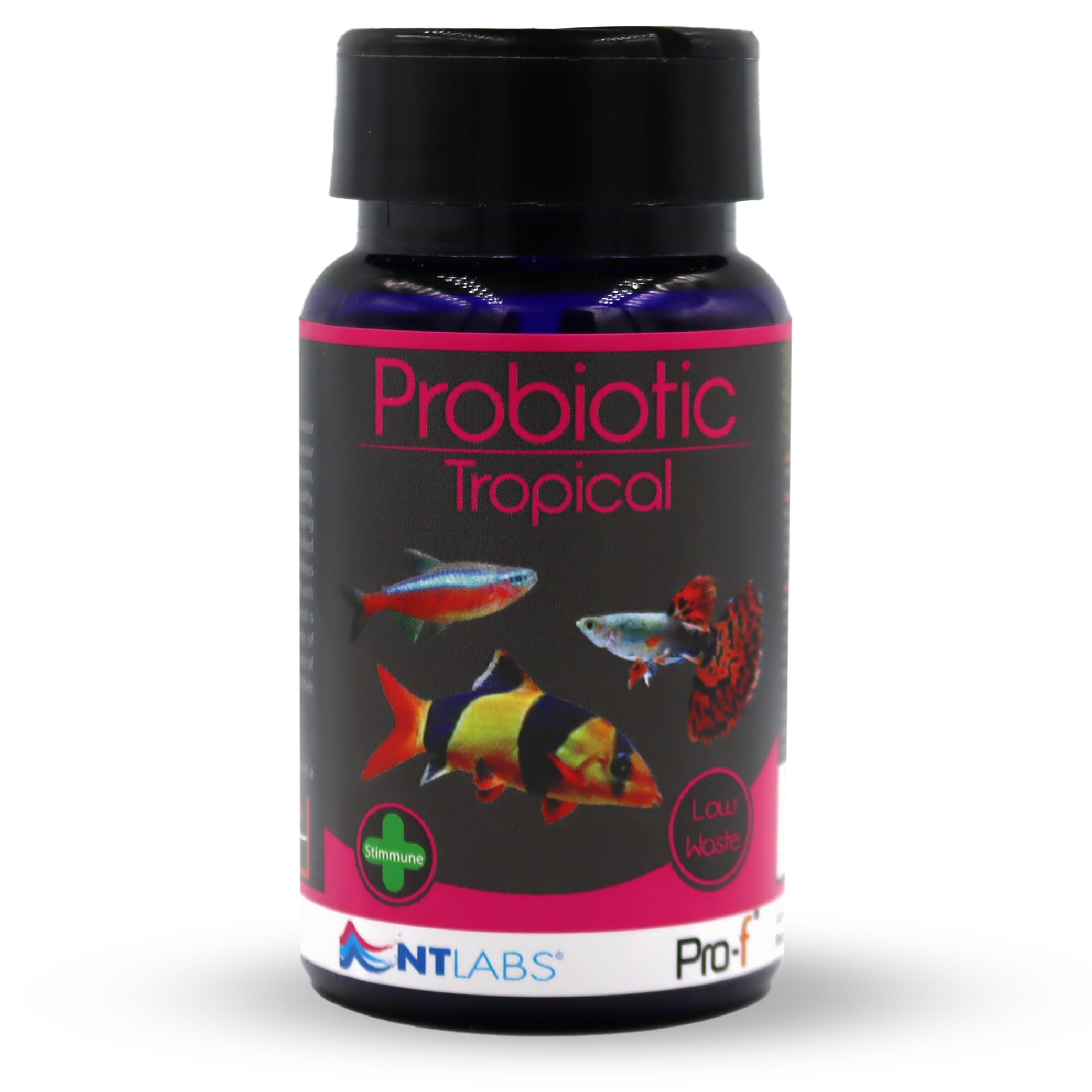 NT Labs Pro-f Probiotic Tropical Fish Food, Premium Granules for Freshwater Aquarium Fish, Slow & Fast Sinking, Spirulina, Low Waste Formula (45g)