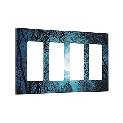 Spshian Light Switch Cover Teal Full Moon Forest 4