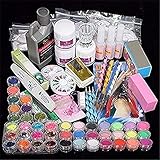 Mitsutomi, 42 Professional Acrylic Glitter Color Powder Nail Art Deco Tips Set Kit (Multicolor)
