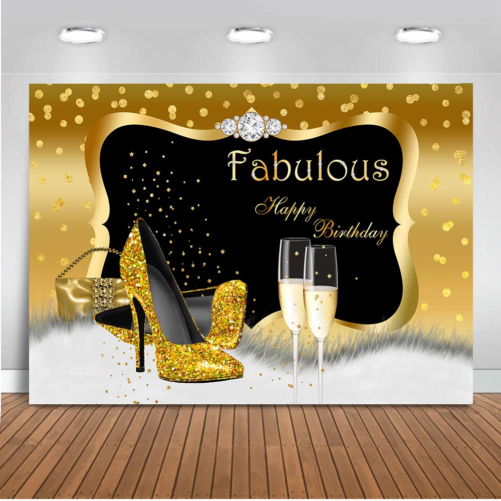 新発売の 40th 30th 7x5フィート 素晴らしい誕生日背景 Mocsicka 50th B07p24v5qm シャンパンダイヤモンド背景 ゴールドスポットハイヒール 写真背景 誕生日バナー 60th バックペーパー背景布 Www Wwmp Org Za