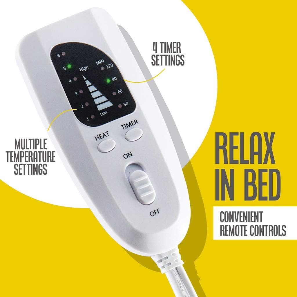 Heating pad - Electric Heating pad - Best Heating pad for Back Pain and Cramps Relief - 2 Hour auto Off - Measures 24" X 12" - Moist Heating pad with Many Adjustable Setting - Heats Fast: Health & Personal Care