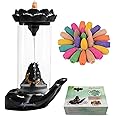 SIGNAMIO® Adiyogi Shiva shivling Smoke Fountain Lingam with Lord adiyogi Idol Ceramic Material Incense Holder Burner Waterfall with 30 Backflow Incense Cones-Hand Adiyogi