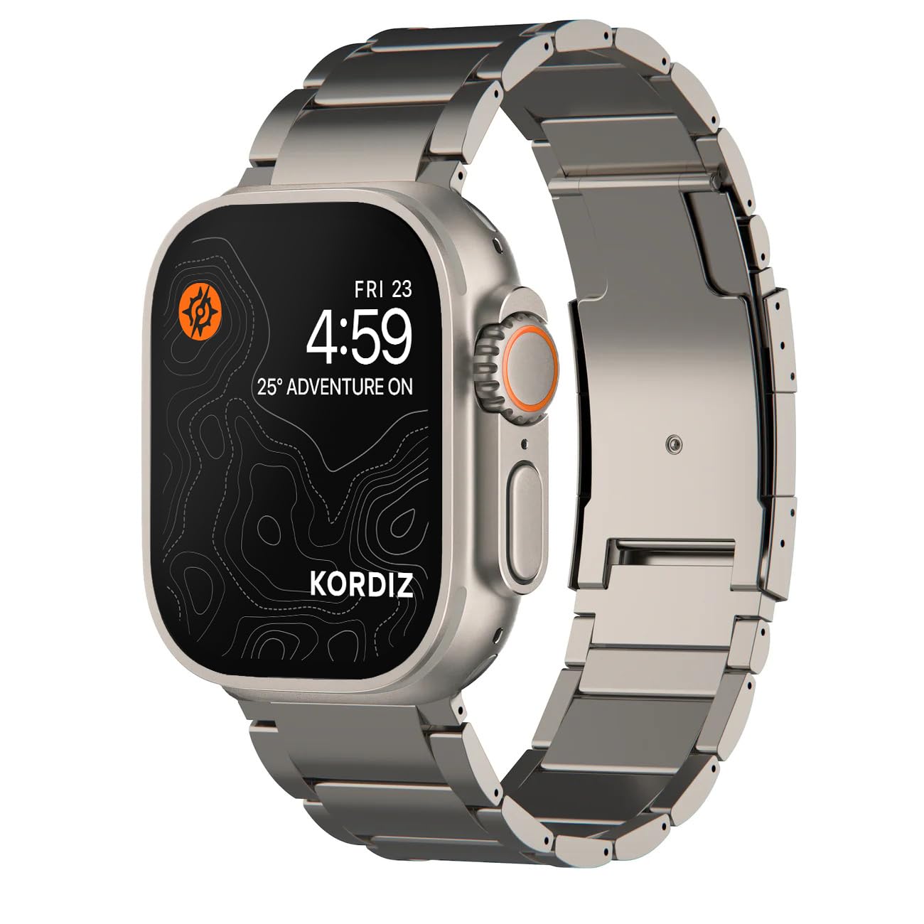 KORDIZ Titanium Watch Band T01 - Fits Apple Watch ULTRA 3 & ULTRA 2/1 (49mm) - Adjustable Titanium Apple Watch Band with Secure Clasp - Premium Color Matching Band (T01 | ULTRA Silver)